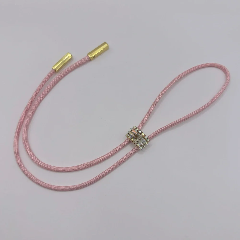 VINTAGE Aurora Borealis Crystal & Paracord Bolo Tie